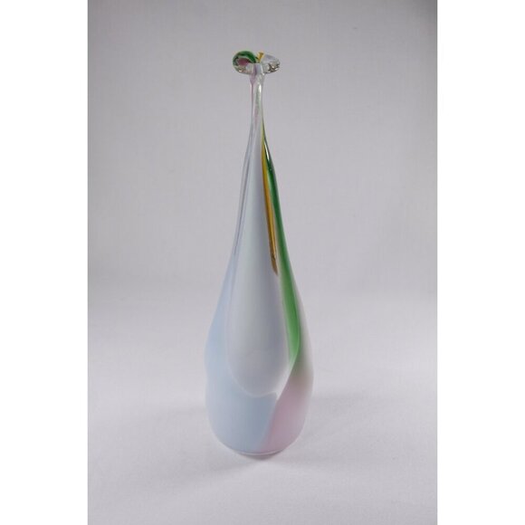 Vintage Signed glass art piece deflated balloon, Pastel toned art glass bud vase - Picture 5 of 9